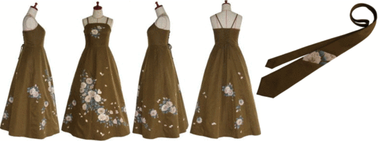 着物ワンピース 大幅値下げ！HG248 正絹ワンタッチ着物服 コート風ワンピース