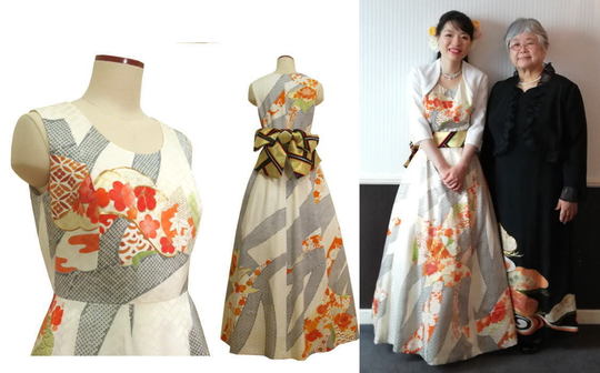 和洋折衷 古着 洗える 化繊 単衣 着物 和 ハンドメイド リメイク