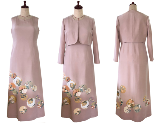 着物リメイクワンピースドレス－1 - 留袖ドレス・着物ドレス・着物